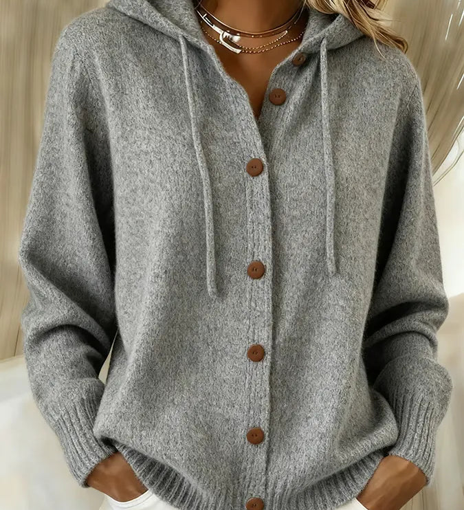 Livia™ | Cardigan con cappuccio e bottoni