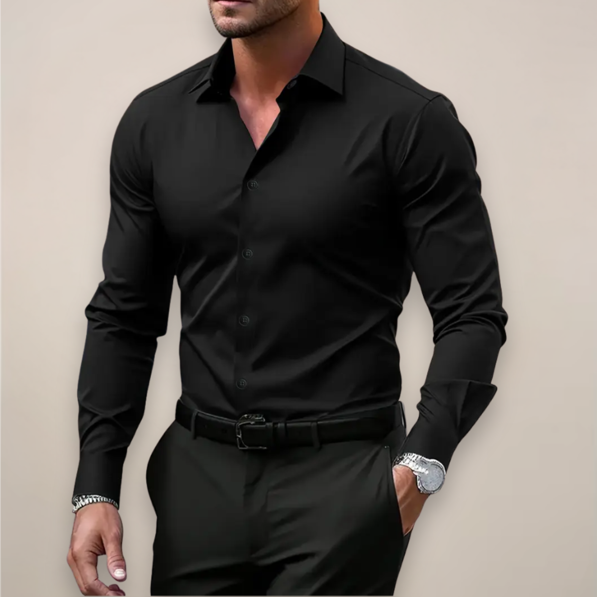 Camicia Slim Fit da Uomo – Con Bottoni, Adatta per Lavoro e Uso Quotidiano