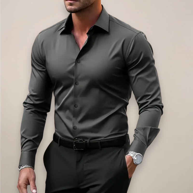 Camicia Slim Fit da Uomo – Con Bottoni, Adatta per Lavoro e Uso Quotidiano