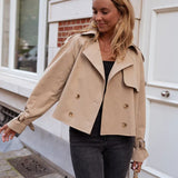 Elegante trench corto da donna – Cappotto doppiopetto