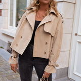 Elegante trench corto da donna – Cappotto doppiopetto
