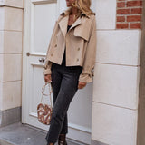 Elegante trench corto da donna – Cappotto doppiopetto