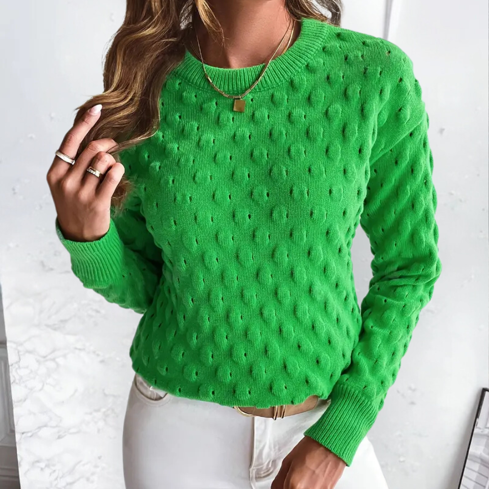 Maglione da donna in cashmere lavorato a trecce con scollo rotondo