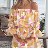 Mini abito floreale off-shoulder da donna