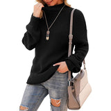 Donna - Comodo maglione a maglia grossa - Collo alto