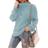 Donna - Comodo maglione a maglia grossa - Collo alto