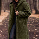 Donne - Elegante cappotto lungo con cappuccio - Design caldo