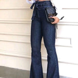Donna - Jeans bootcut a vita alta con cintura