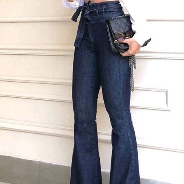 Donna - Jeans bootcut a vita alta con cintura