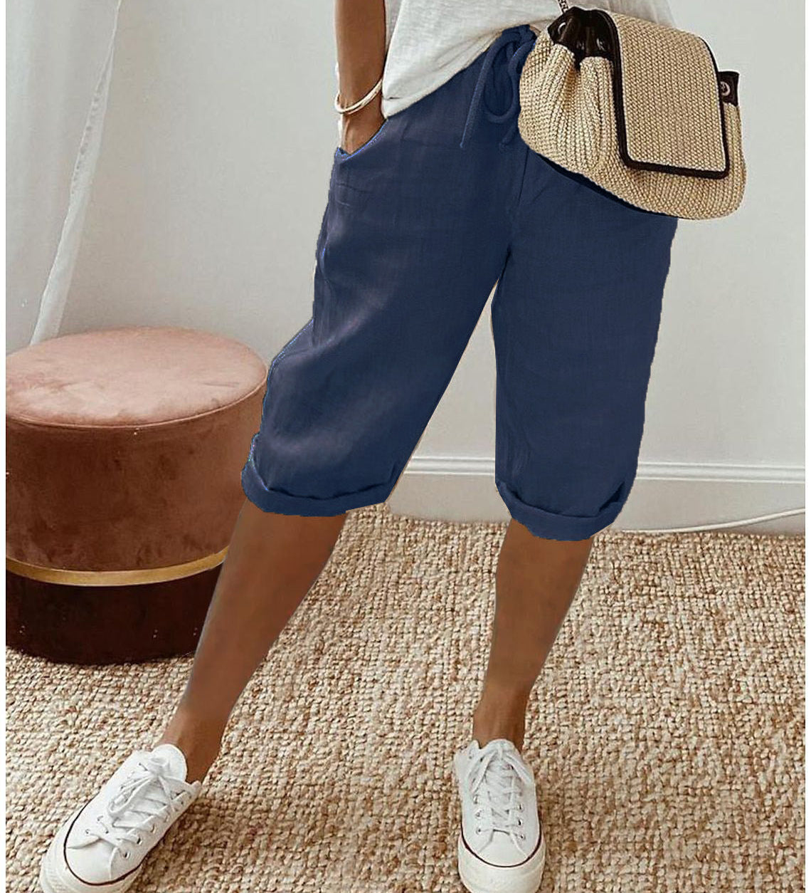 Irene™ | Capri in lino-cotone con vita elastica
