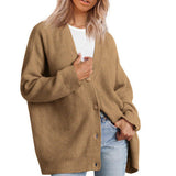 Donna - Cardigan in maglia a righe con bottoni - Vestibilità rilassata