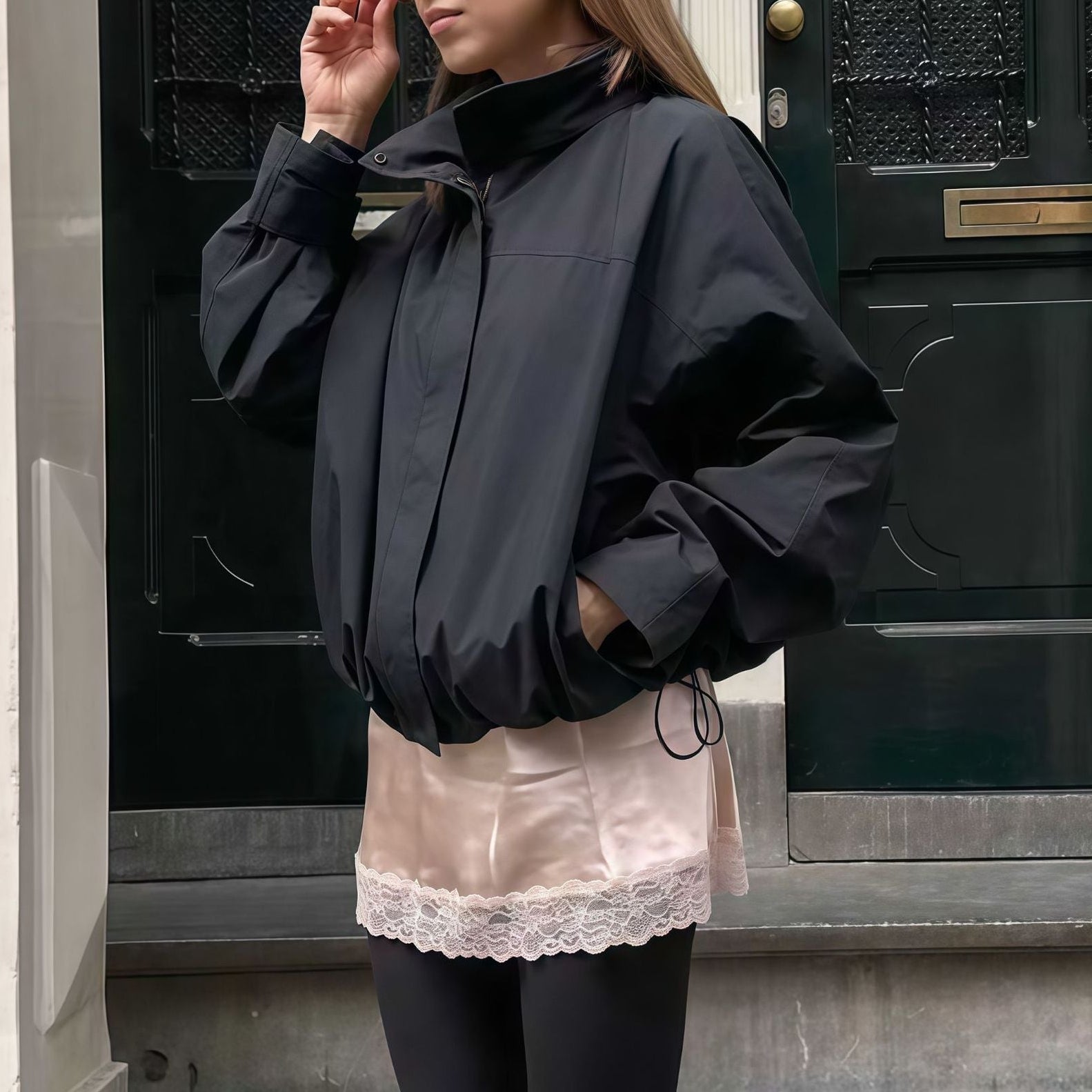 Donna - Giacca funzionale oversize con collo alto