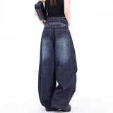 Donna - Pantaloni in denim a gamba larga - A vita alta