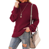 Donna - Comodo maglione a maglia grossa - Collo alto