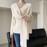 Donna - Maglia a portafoglio casual - Nastri di cravatta trendy