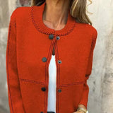 Donna - Cardigan elegante con bottoni - Dettagli della scollatura