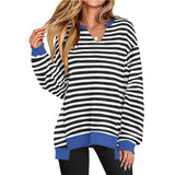 Donna - Pullover casual con scollo a V e maniche oversize