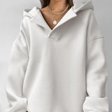 Donna - Maglia oversize con cappuccio e scollo a V