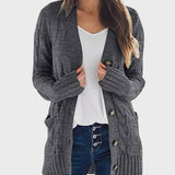 Donna - Cardigan in maglia a coste - Tasche