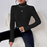 Donna - Maglia dolcevita a maniche lunghe - Design a costine sottili