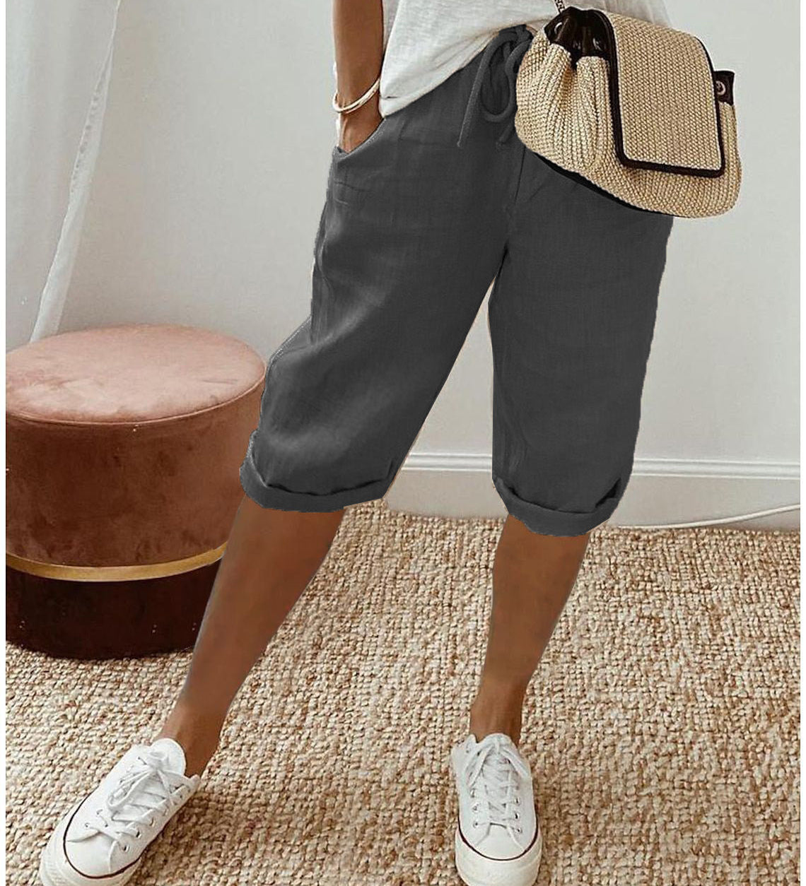 Irene™ | Capri in lino-cotone con vita elastica
