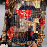 Maglione da donna in maglia patchwork – Pullover girocollo con texture per un look stagionale confortevole