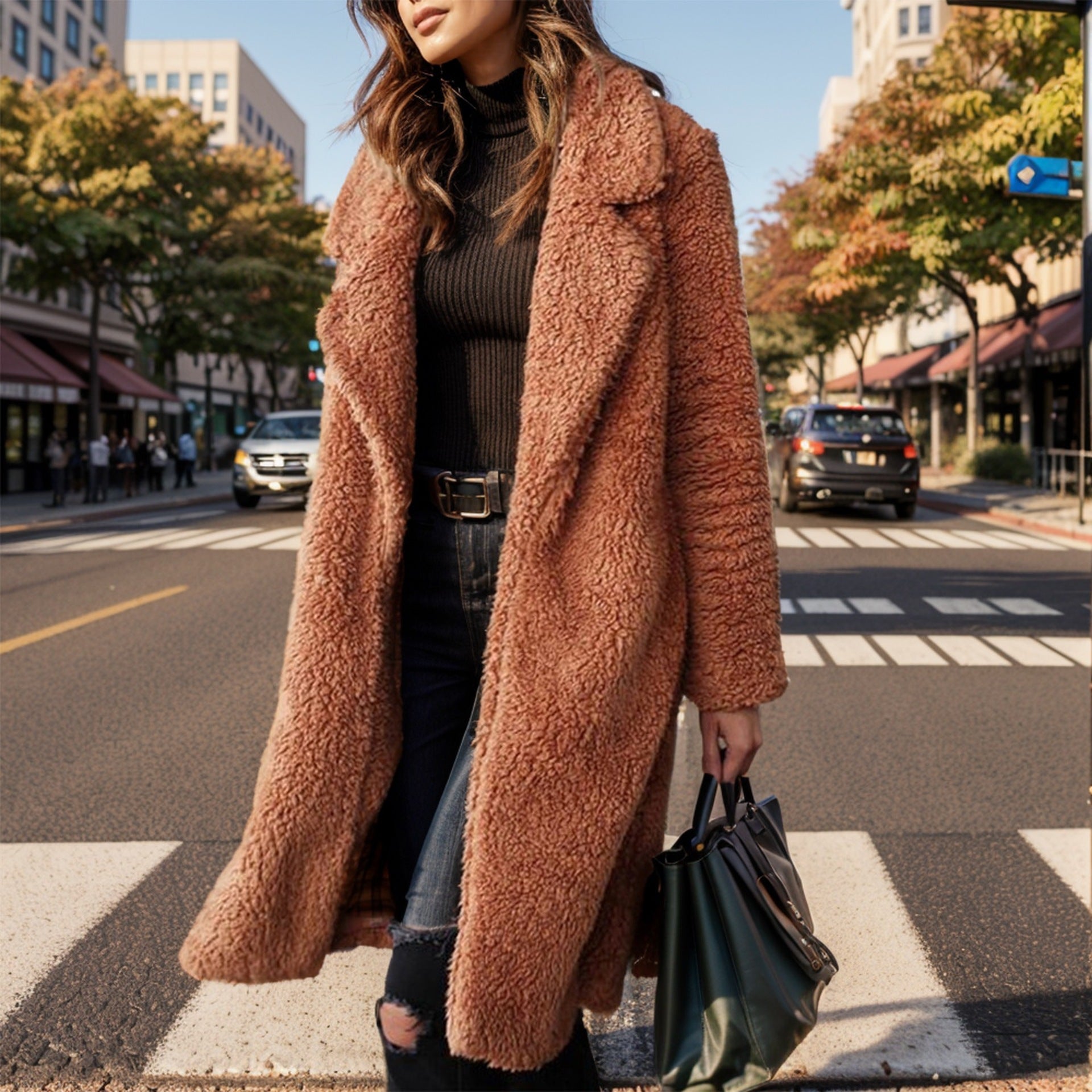 Donna - Cappottino oversize con collo foderato