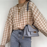 Donna - Maglia casual - Maglia con motivo a quadri