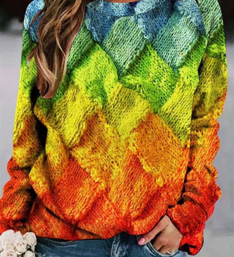 Maglione da donna in maglia patchwork – Pullover girocollo con texture per un look stagionale confortevole