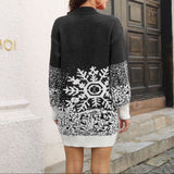 Donna - Abito natalizio in maglia festosa - Design a fiocco di neve