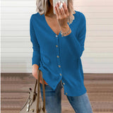 Cardigan lavorato a maglia da donna con scollo a V – Strato con bottoni dalla vestibilità comoda per autunno e inverno