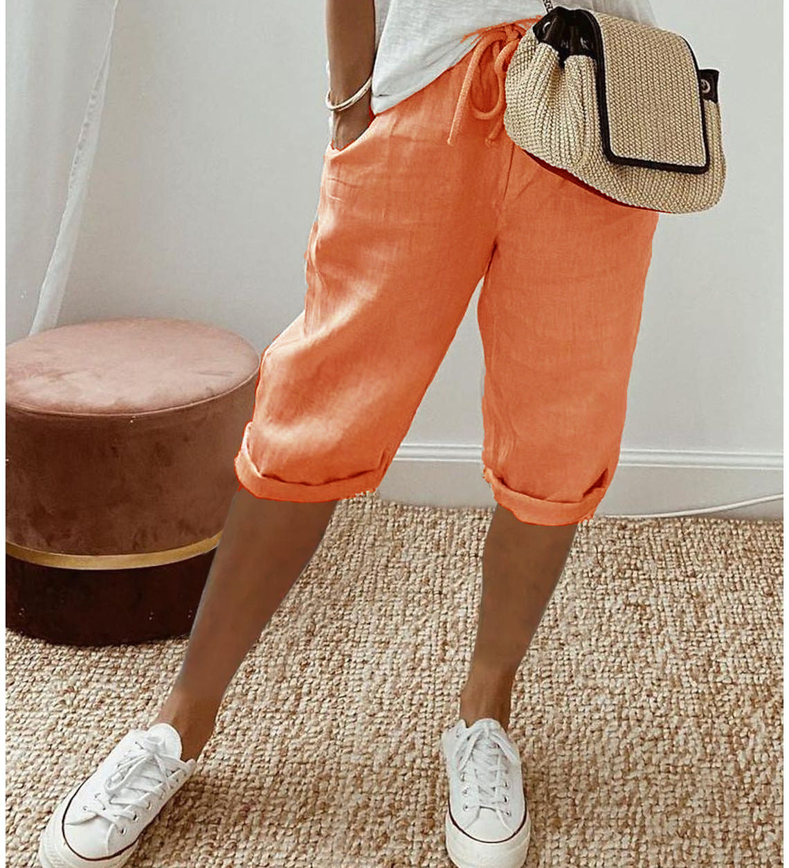 Irene™ | Capri in lino-cotone con vita elastica