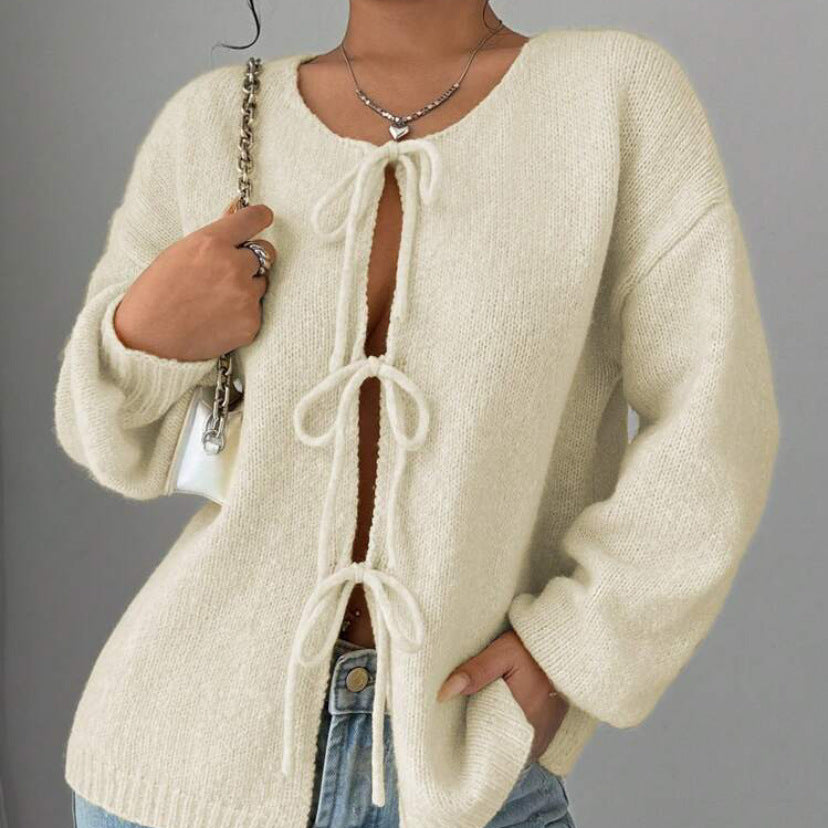 Donna - Maglione oversize in maglia con pizzo