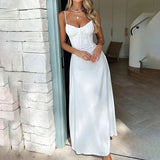 Abito maxi smanicato da donna con corpino arricciato – Leggero ed elegante