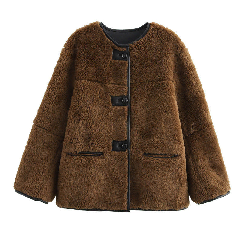 Donna - Giacca Teddy - Tasche a contrasto