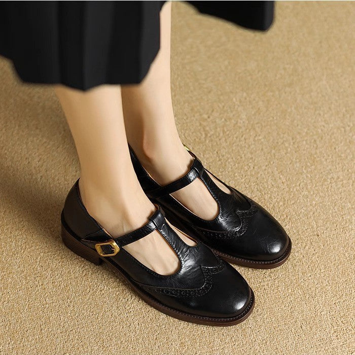 Arianna™ | Mary Jane in pelle con cinturino a T