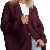 Donna - Cardigan in maglia a righe con bottoni - Vestibilità rilassata