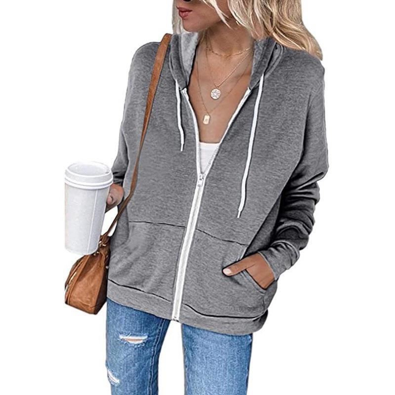 Donna - Giacca con cappuccio e zip integrale con tasche