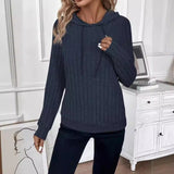 Donna - Felpa con cappuccio in pile dal design a coste - Stile accogliente