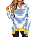 Donna - Pullover casual con scollo a V e maniche oversize