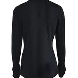 Top donna a manica lunga con scollo a V e dettaglio bottoni – Comodo, traspirante, elegante, aderente, per uso quotidiano