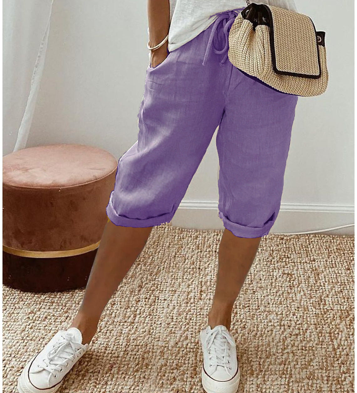 Irene™ | Capri in lino-cotone con vita elastica
