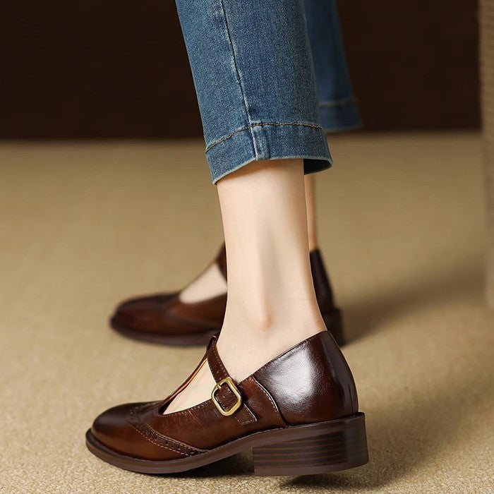 Arianna™ | Mary Jane in pelle con cinturino a T