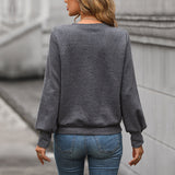 Felpa da donna con patchwork in rilievo – Pullover girocollo materico con maniche dal taglio morbido