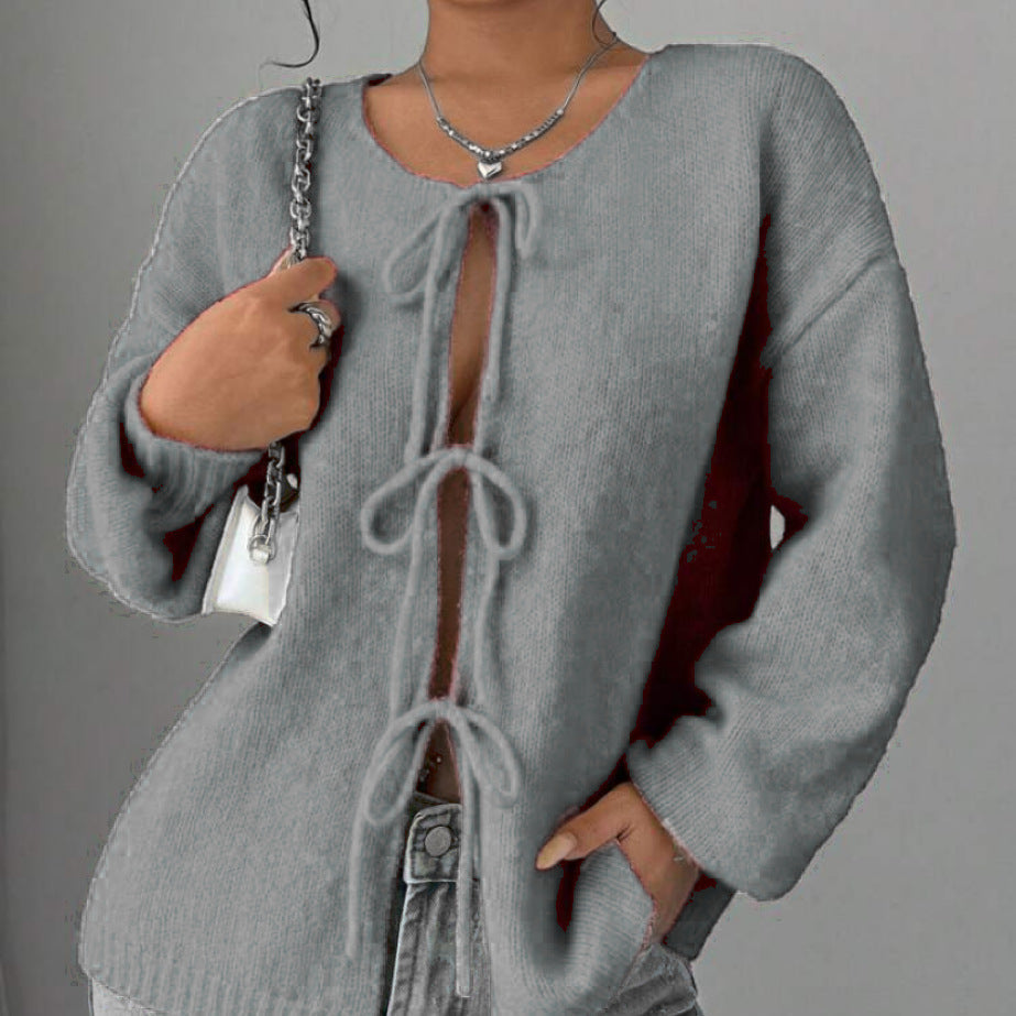 Donna - Maglione oversize in maglia con pizzo