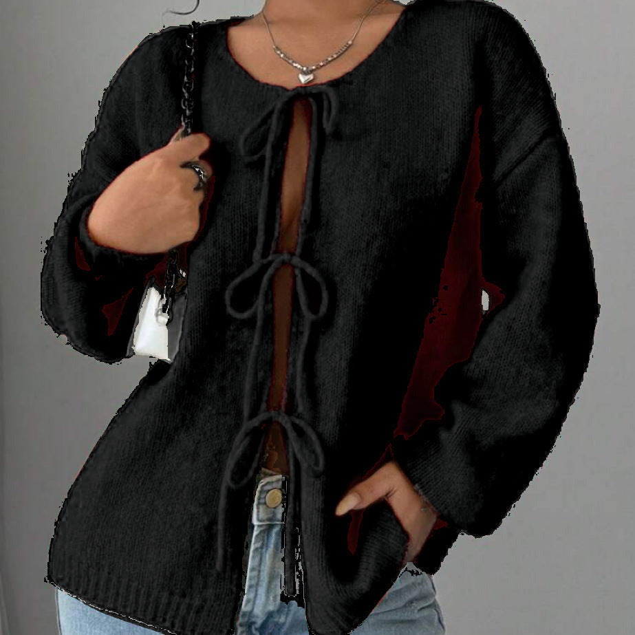 Donna - Maglione oversize in maglia con pizzo