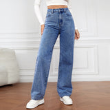 Donna - Jeans a vita alta a gamba dritta - Denim classico
