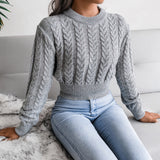 Donna - Moderno maglione in maglia con vita aderente