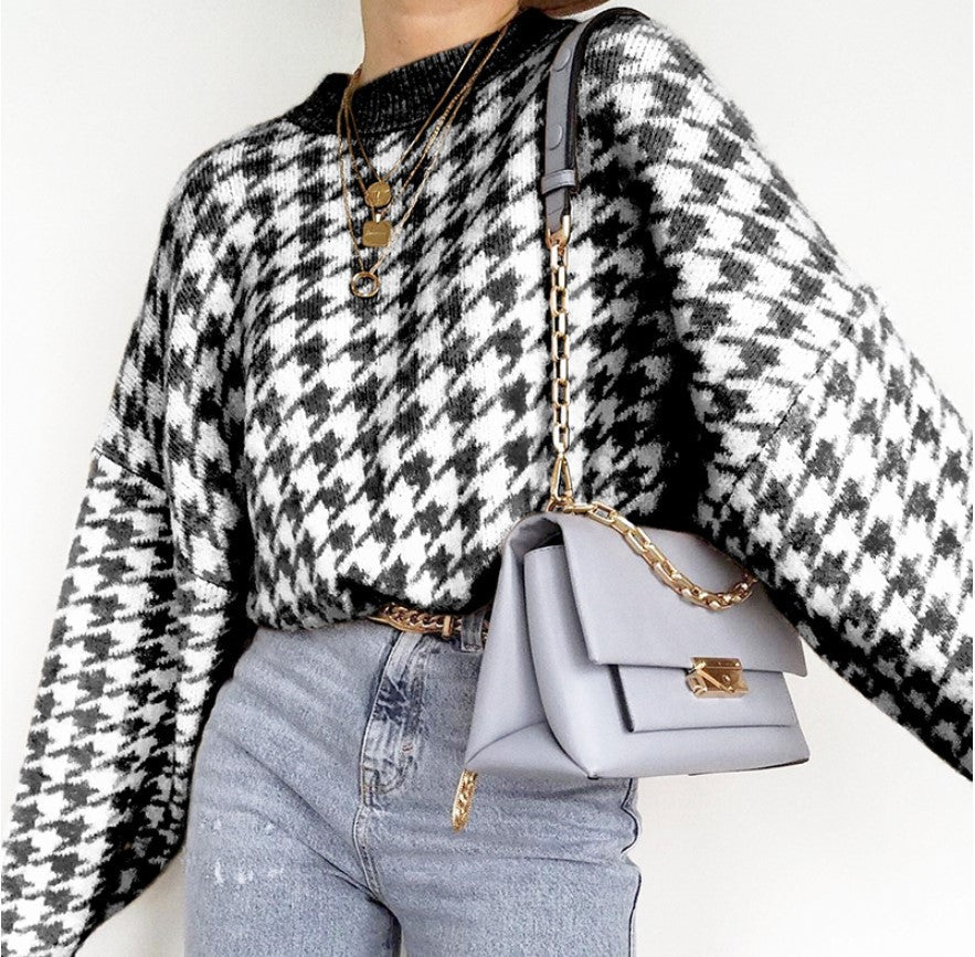 Donna - Maglia casual - Maglia con motivo a quadri