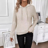 Donna - Felpa con cappuccio in pile dal design a coste - Stile accogliente